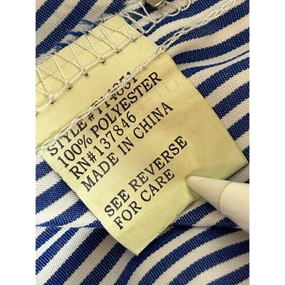 Kontro J Blue & White Stripe Embroidered Flowers Blouse - Medium - Picture 9 of 10